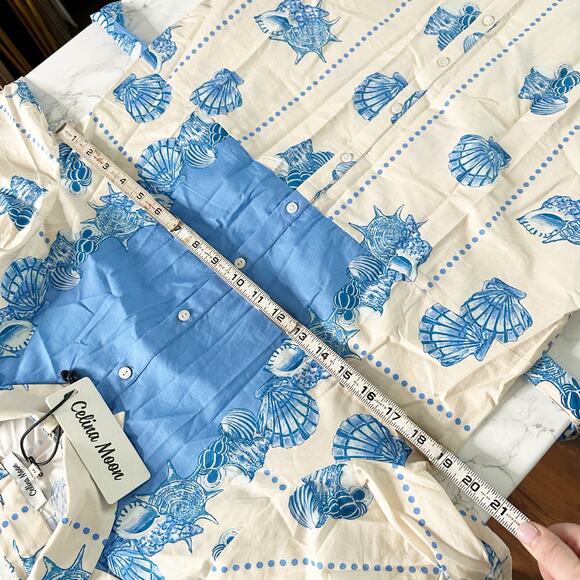 Celina Moon X Anthro Shell Print Tie Waist Midi Shirt Dress Women’s Size Medium - Picture 14 of 15